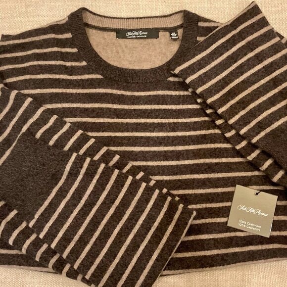 NWT MEN’S SAKS FIFTH AVENUE STRIPED CASHMERE PULLOVER - Picture 3 of 6